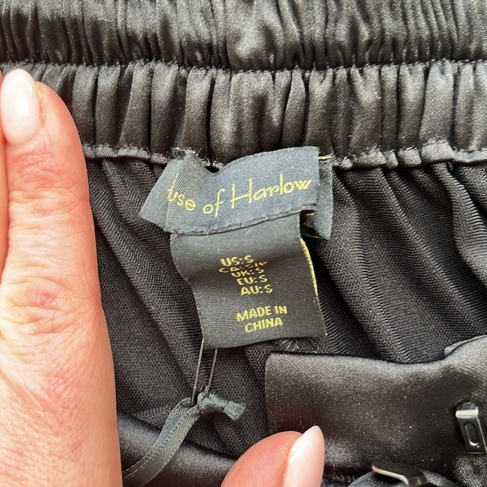 Revolve House of Harlow 1960 Wide Leg High Waist Satin Trousers Pants - Picture 6 of 7